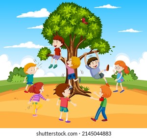 Kids doing physical activity illustration