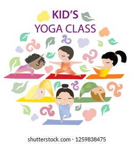 Kids Doing Yoga On Mat Cute Stock Vector (Royalty Free) 1259838475 ...