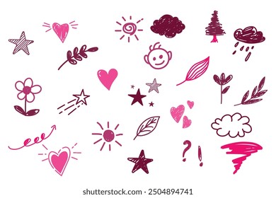 Kids doodle crayon style Hand drawn doodle sketch children