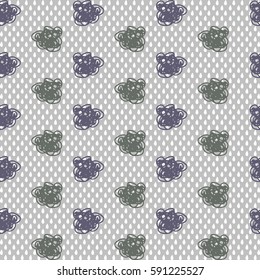 Kid's doodle style seamless pattern with rainy cloudy sky