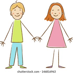 Kids Drawing. Boy and girl 