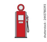 Kids drawing Cartoon Vector illustration vintage gas pump icon Isolated on White Background