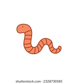 Kids drawing Cartoon Vector illustration cute worm icon Isolated on White Background