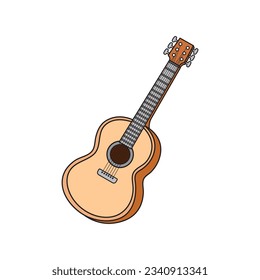 Kids drawing Cartoon Vector illustration guitar icon Isolated on White Background