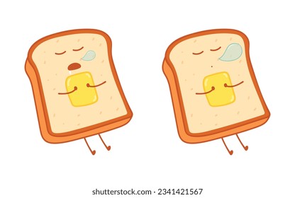 Kids drawing Cartoon Vector illustration sleeping bread with butter icon Isolated on White Background