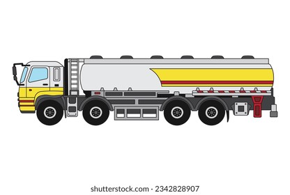 Kids drawing Cartoon Vector illustration tank truck lorry Isolated on White Background