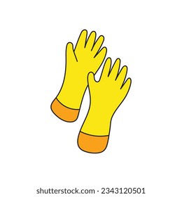 Kids drawing Cartoon Vector illustration rubber glove Isolated on White Background