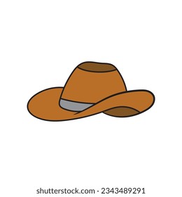 Kids drawing Cartoon Vector illustration cowboy hat icon Isolated on White Background
