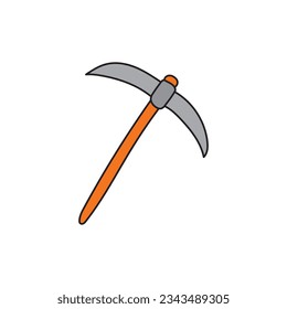 Kinder, die Cartoon-Vektorgrafik-Pickaxe-Symbol einzeln auf weißem Hintergrund