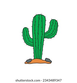 Kids drawing Cartoon Vector illustration cactus icon Isolated on White Background