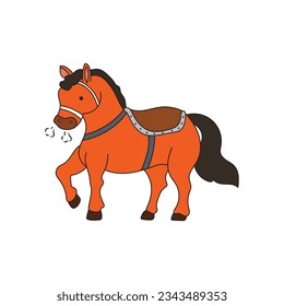 Dibujo de niños Cartoon Vector ilustración lindo icono de caballo aislado en fondo blanco