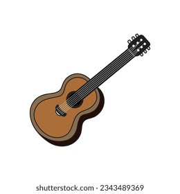 Kids drawing Cartoon Vector illustration classic guitar icon Isolated on White Background