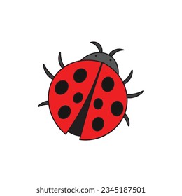 Kids drawing Cartoon Vector illustration ladybug icon Isolated on White Background