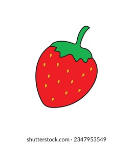 Kids drawing Cartoon Vector illustration straberry fruit icon Isolated on White Background