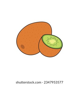 Kids drawing Cartoon Vector illustration kiwi fruit icon Isolated on White Background