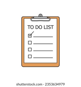 Kids drawing Cartoon Vector illustration to do list icon Isolated on White Background