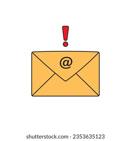 Kids drawing Cartoon Vector illustration email icon Isolated on White Background