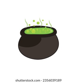 Kids drawing Cartoon Vector illustration witch cauldron icon Isolated on White Background