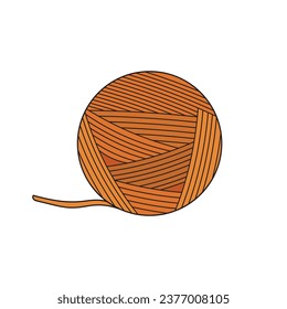 Kids drawing Cartoon Vector illustration ball of yarn Isolated on White Background