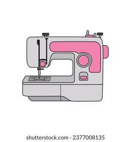 Kids drawing Cartoon Vector illustration sewing machine Isolated on White Background