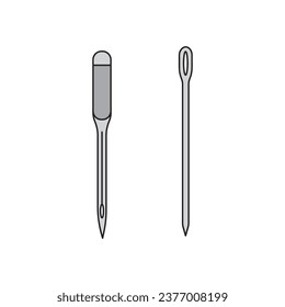 Kids drawing Cartoon Vector illustration machine needle and sewing needle Isolated on White Background