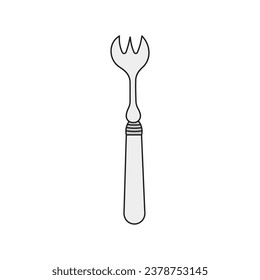 Kids drawing Cartoon Vector illustration oyster fork Isolated in doodle style