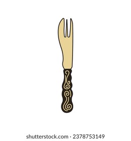 Kids drawing Cartoon Vector illustration pastry fork Isolated in doodle style