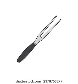 Kids drawing Cartoon Vector illustration carving fork Isolated in doodle style