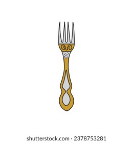 Kids drawing Cartoon Vector illustration fancy fork Isolated in doodle style