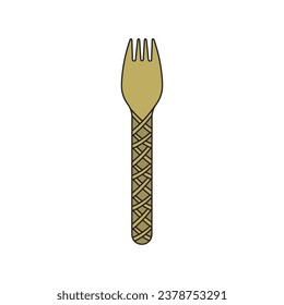 Kids drawing Cartoon Vector illustration bamboo fork Isolated in doodle style