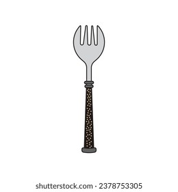 Kids drawing Cartoon Vector illustration vintage oyster fork Isolated in doodle style