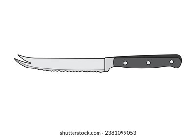 Kids drawing Cartoon Vector illustration serrated knife Isolated in doodle style