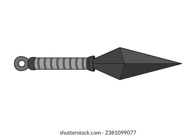 Kids drawing Cartoon Vector illustration kunai knife Isolated in doodle style