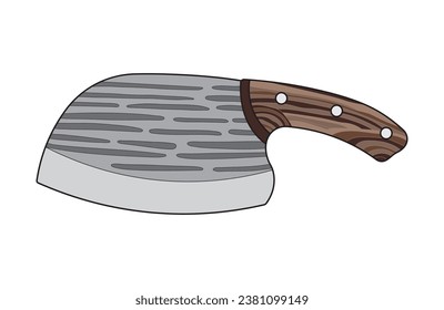 Kids drawing Cartoon Vector illustration cleaver knife Isolated in doodle style