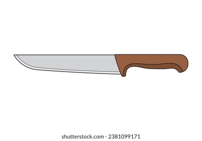 Kids drawing Cartoon Vector illustration wooden handle carving knife Isolated in doodle style