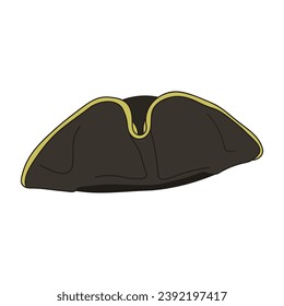 Kids drawing Cartoon Vector illustration tricorne hat Isolated on White Background
