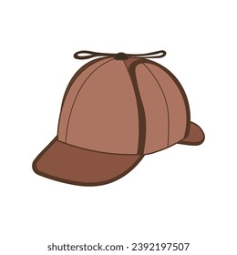 Kids drawing Cartoon Vector illustration deerstalker hat Isolated on White Background