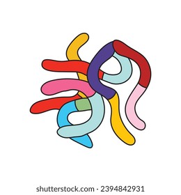 Kids drawing Cartoon Vector illustration cute gummy worms Isolated on White Background