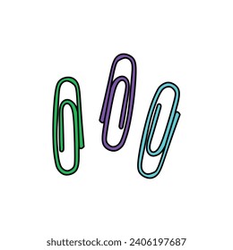 Kids drawing cartoon Vector illustration paperclip icon Isolated on White