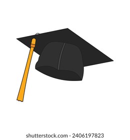 Kids drawing cartoon Vector illustration graduation hat icon Isolated on White