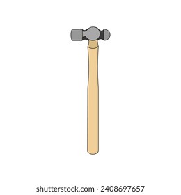 Kids drawing Cartoon Vector illustration ball peen hammer icon Isolated on White Background svg