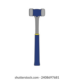 Kids drawing Cartoon Vector illustration linemans hammer icon Isolated on White Background