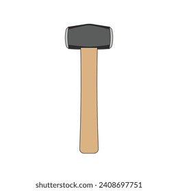 Kids drawing Cartoon Vector illustration club hammer icon Isolated on White Background