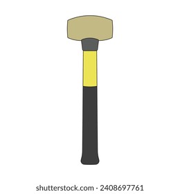 Kids drawing Cartoon Vector illustration brass hammer icon Isolated on White Background