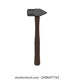 Kids drawing Cartoon Vector illustration blacksmith hammer icon Isolated on White Background