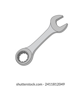 Kids drawing Cartoon Vector illustration stubby wrench icon Isolated on White Background