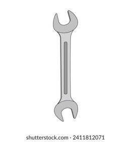 Kids drawing Cartoon Vector illustration open ended wrench icon Isolated on White Background