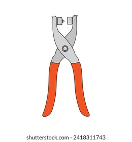 Kids drawing Cartoon Vector illustration eyelet pliers icon Isolated on White Background