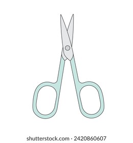 Kids drawing Cartoon Vector illustration nail scissors Isolated in doodle style