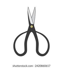 Kids drawing Cartoon Vector illustration bonsai scissors Isolated in doodle style